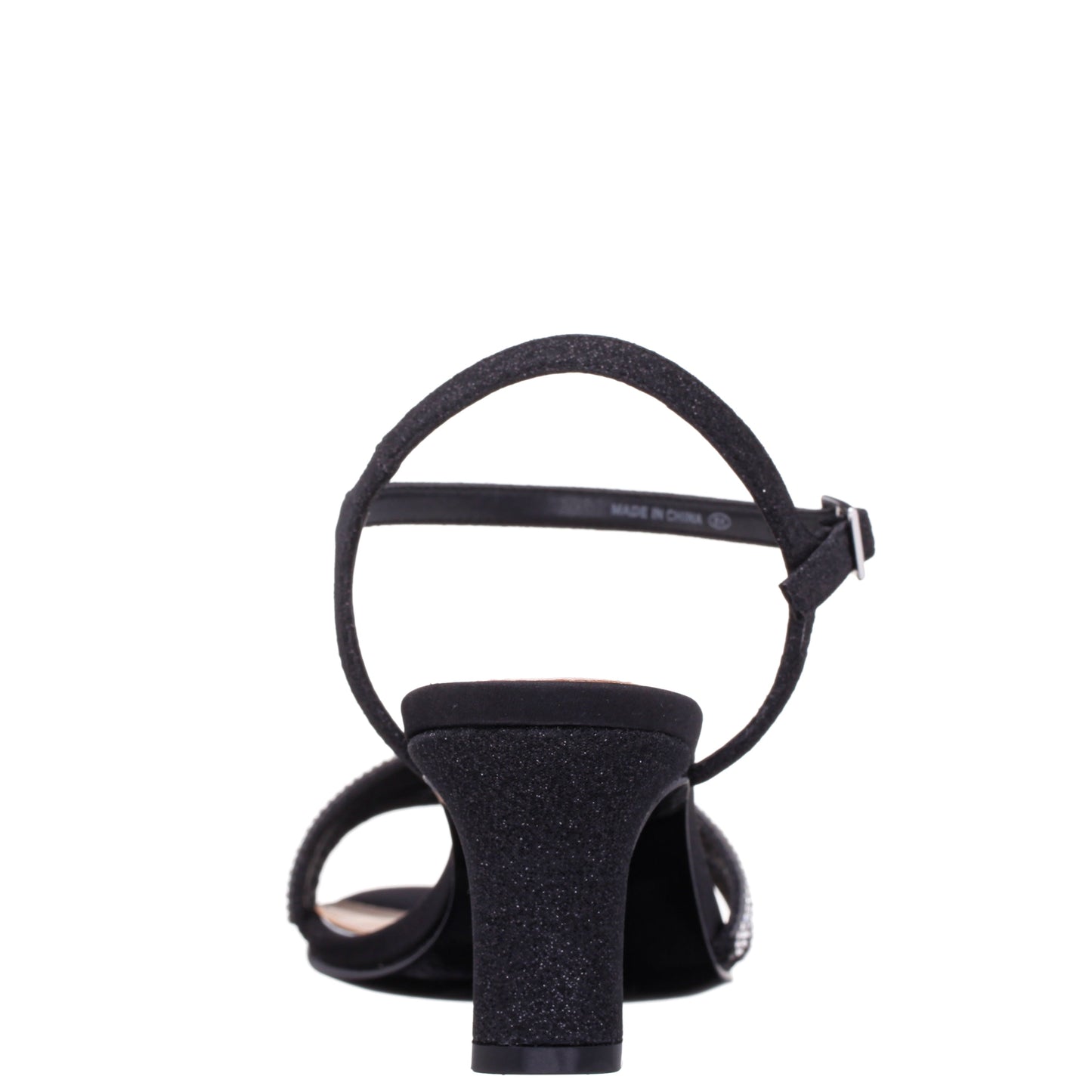 Nina Shoes Bettany Black Satin Mid-Heel Sandals