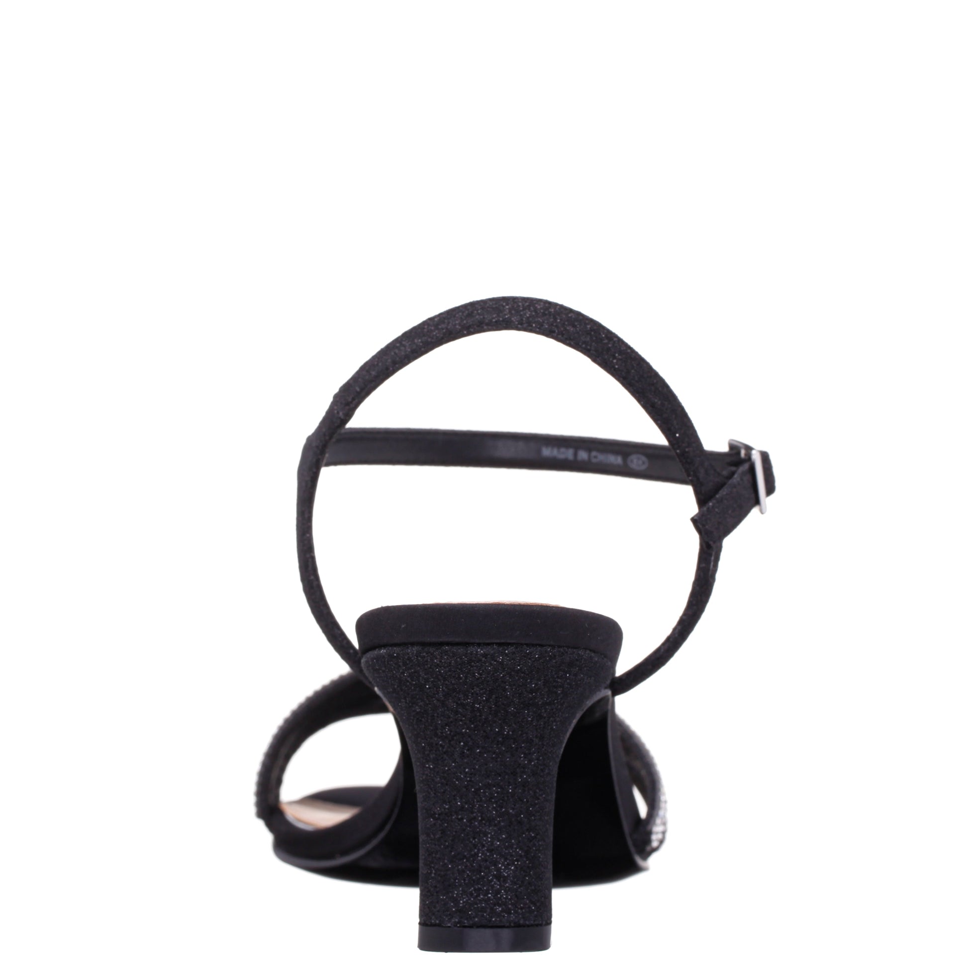 Nina Shoes Bettany Black Satin Mid-Heel Sandals