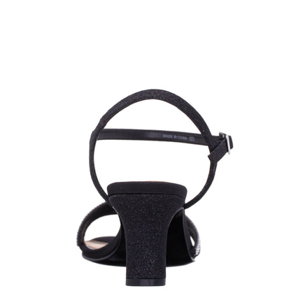 Nina Shoes Bettany Black Satin Mid-Heel Sandals