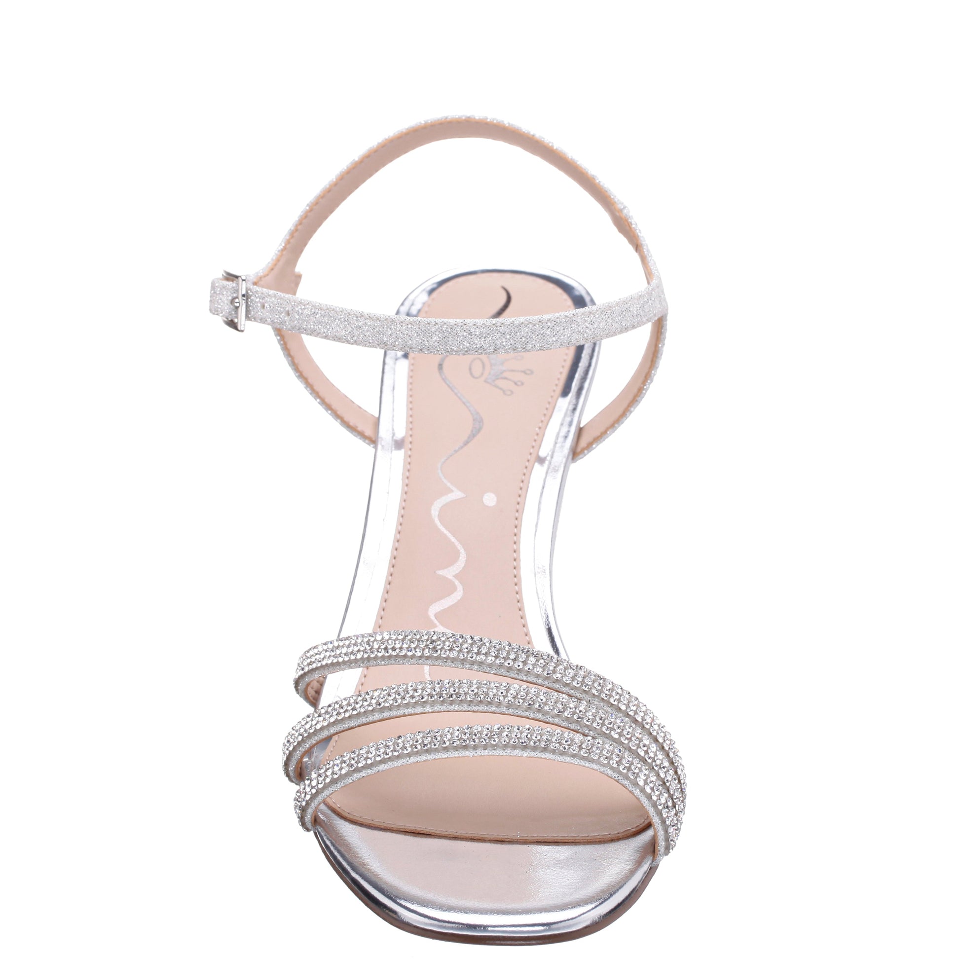 Nina Shoes Bettany Silver Metallic Mid-Heel Sandals