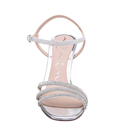 Nina Shoes Bettany Silver Metallic Mid-Heel Sandals