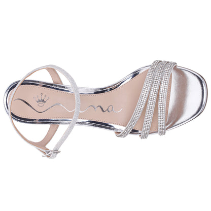 Nina Shoes Bettany Silver Metallic Mid-Heel Sandals