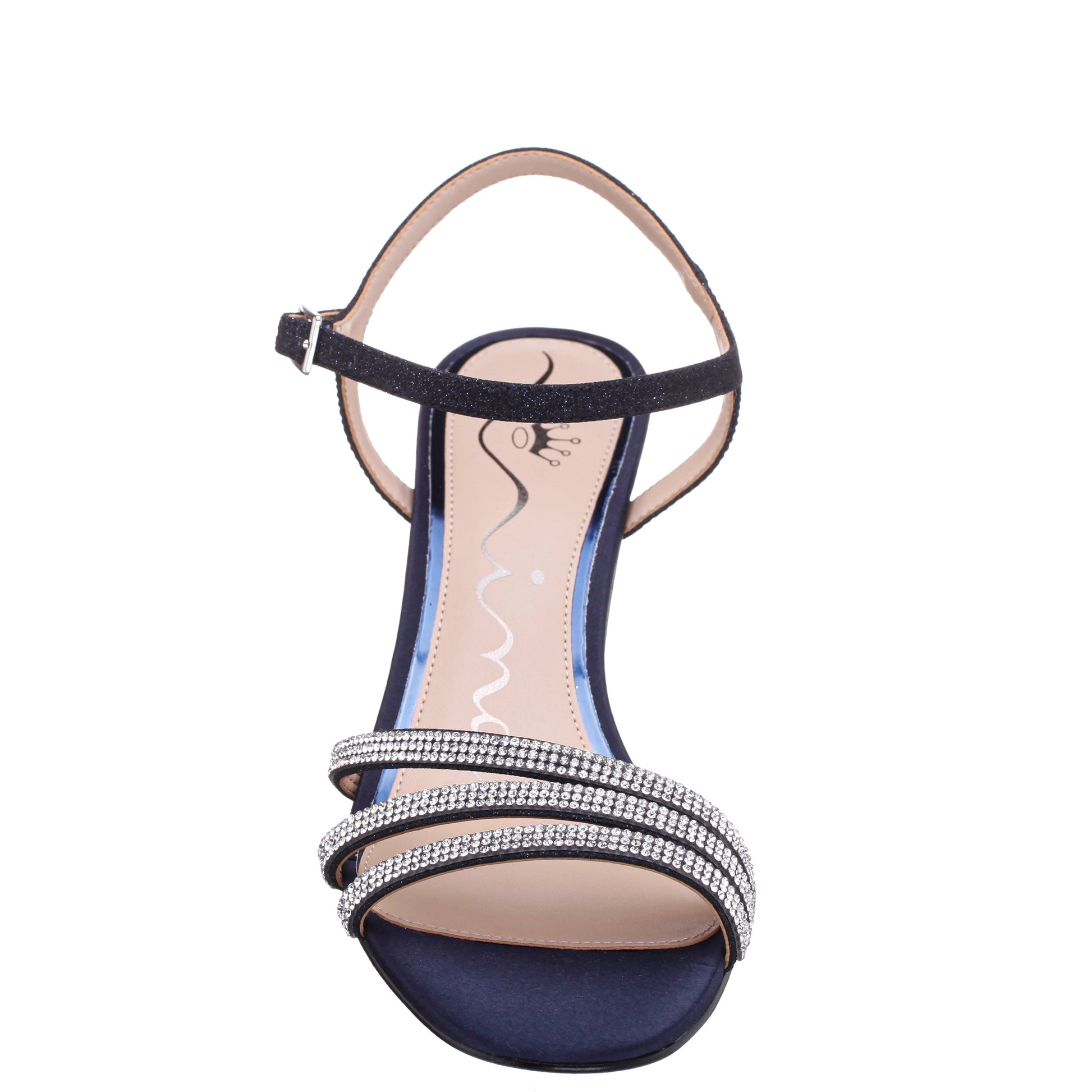 Nina Shoes Bettany Blue Satin Mid-Heel Sandals