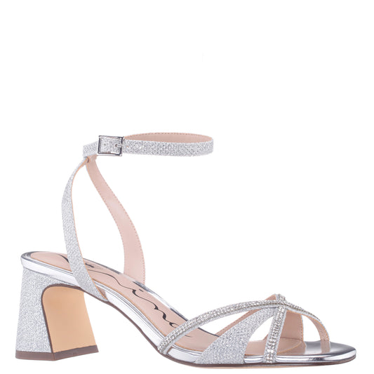 Nina Shoes Bracha Silver Block-Heel Sandals