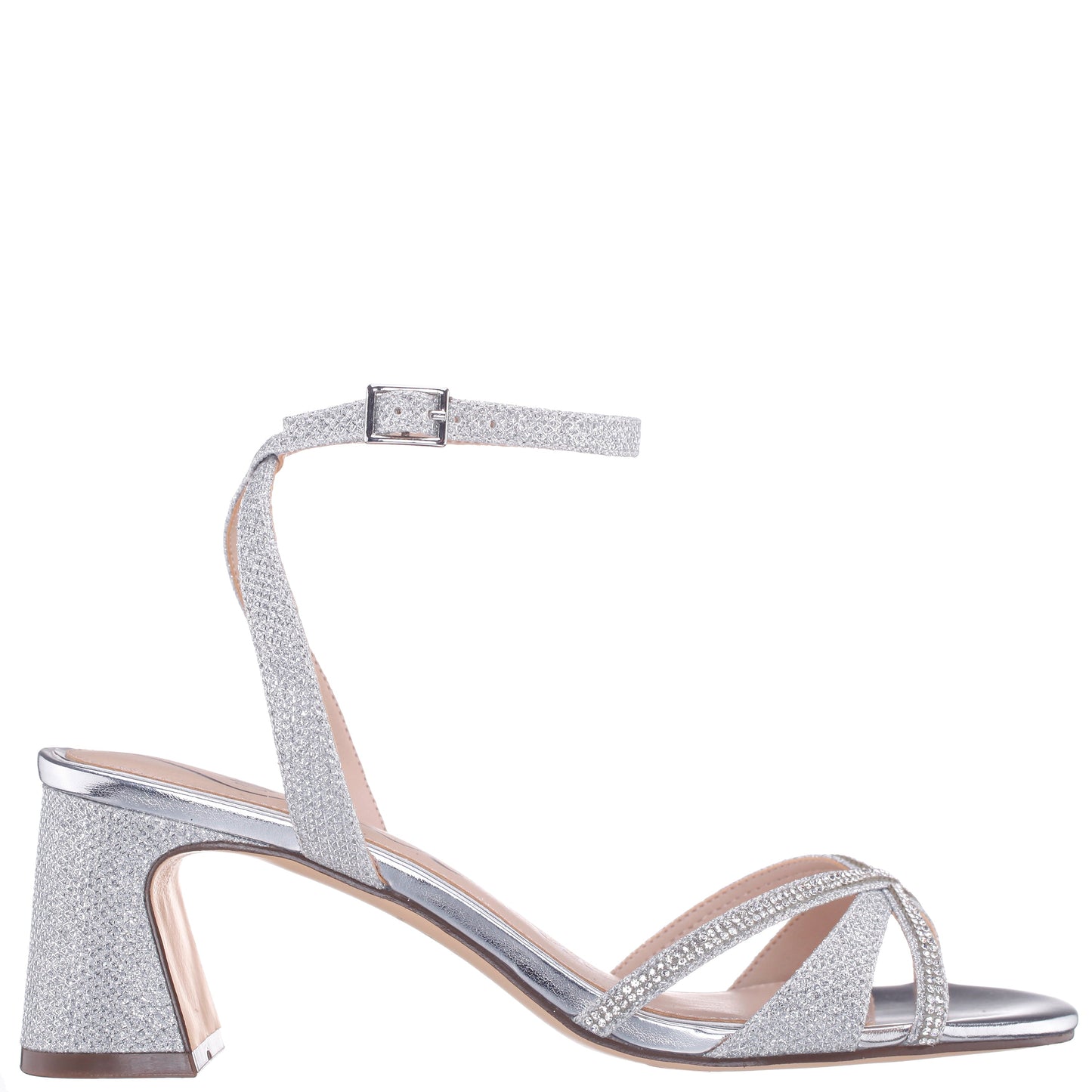 Nina Shoes Bracha Silver Block-Heel Sandals