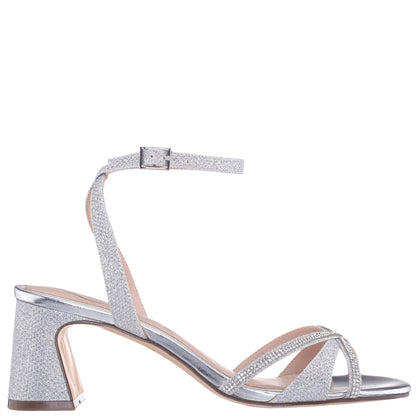Nina Shoes Bracha Silver Block-Heel Sandals