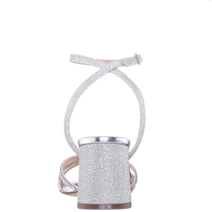 Nina Shoes Bracha Silver Block-Heel Sandals