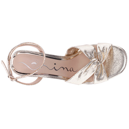 Nina Shoes Ashley Platino Shimmer Block-Heel Sandals