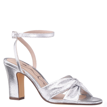 Nina Shoes Ashley Silver Shimmer Block-Heel Sandals
