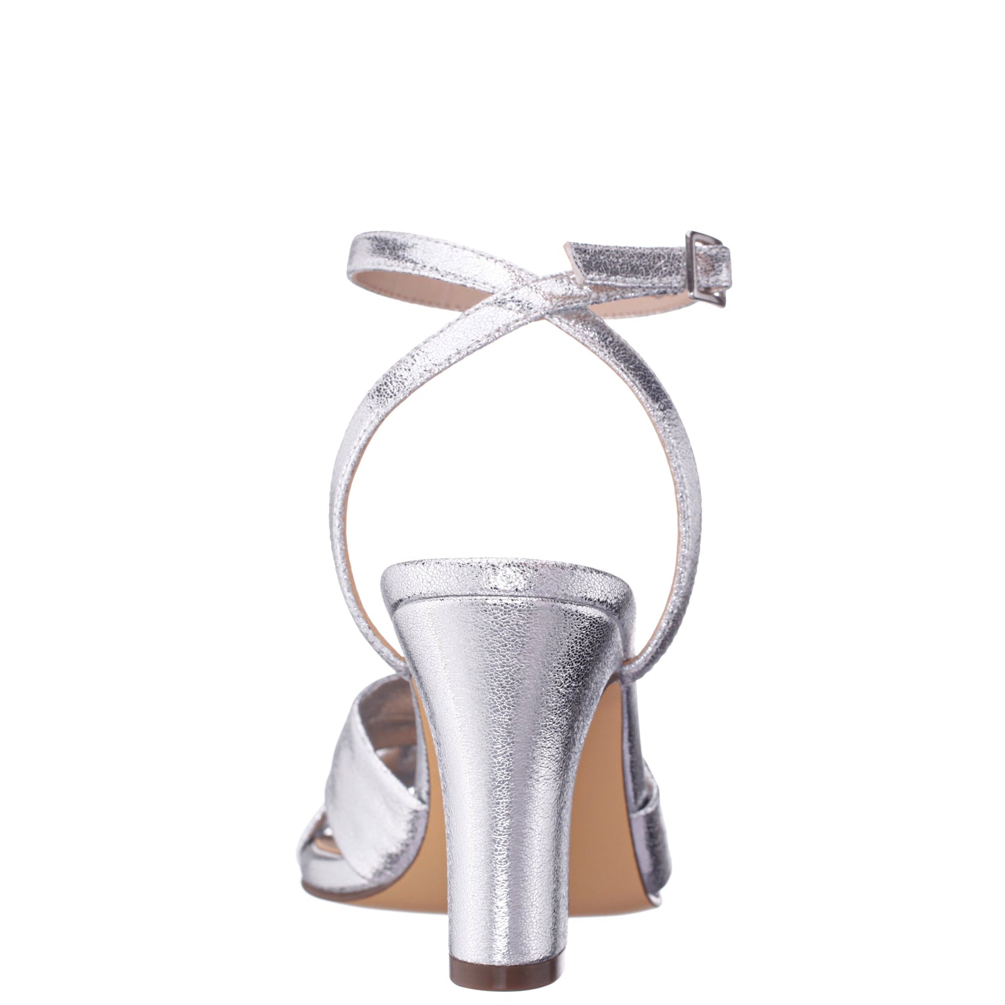 Nina Shoes Ashley Silver Shimmer Block-Heel Sandals