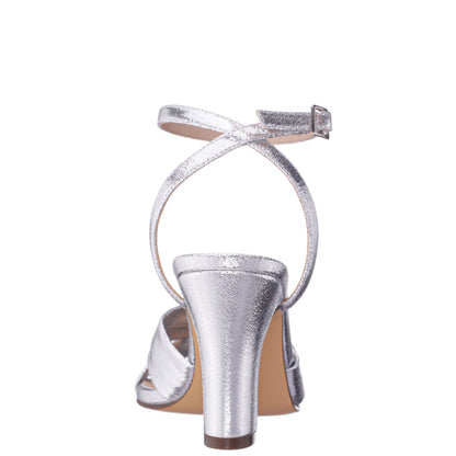 Nina Shoes Ashley Silver Shimmer Block-Heel Sandals