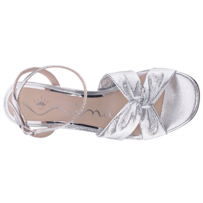 Nina Shoes Ashley Silver Shimmer Block-Heel Sandals