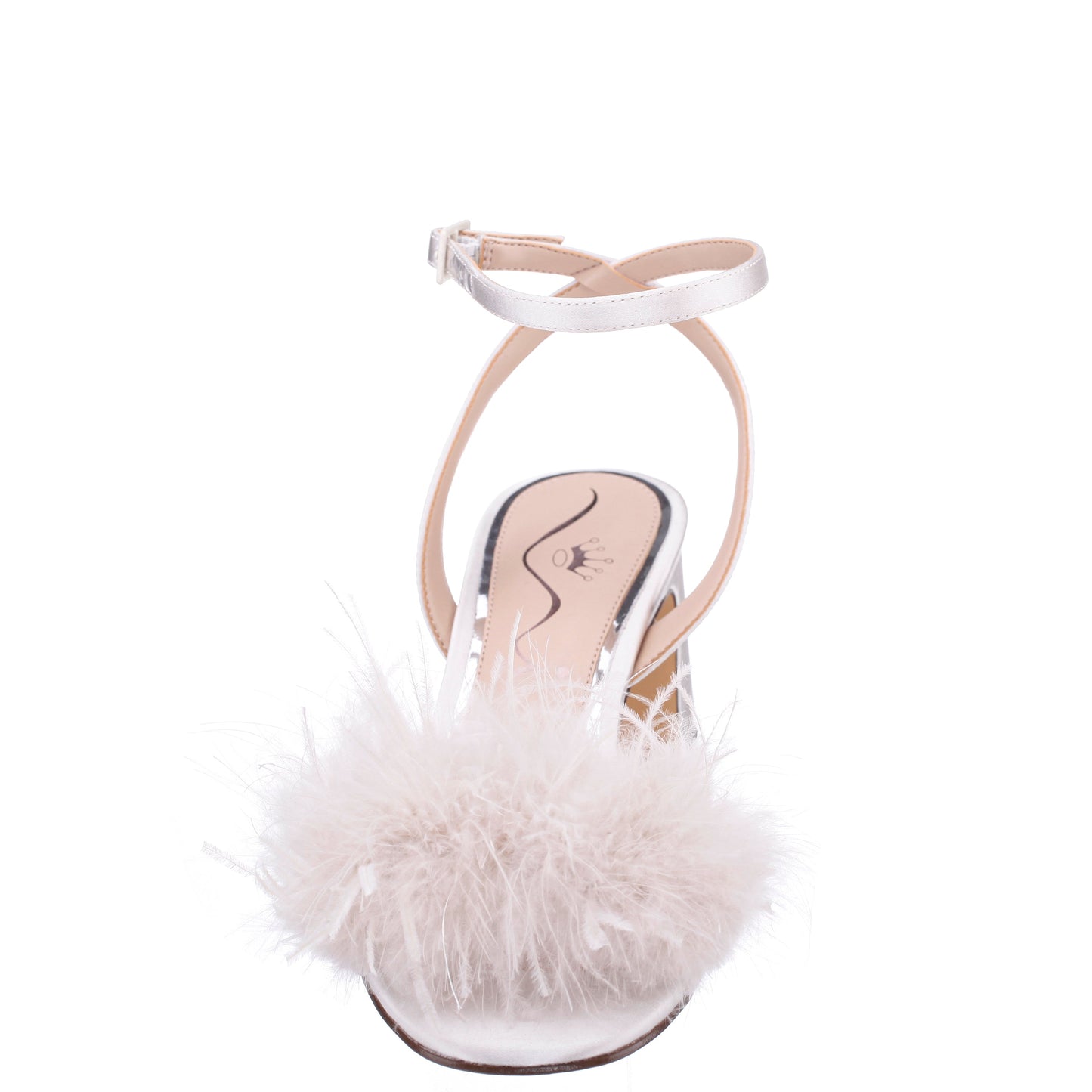 Nina Shoes Bev White Satin Block-Heel Sandals