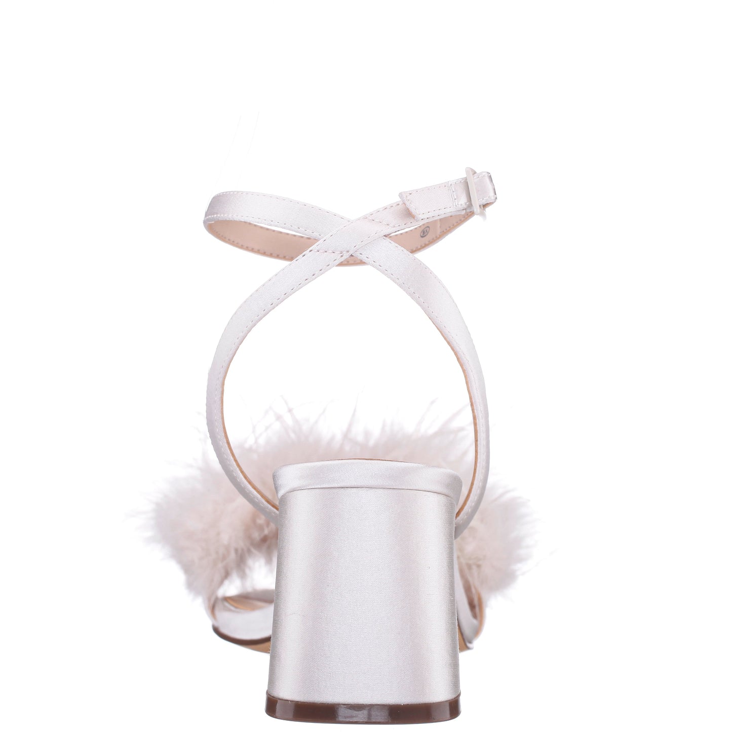 Nina Shoes Bev White Satin Block-Heel Sandals