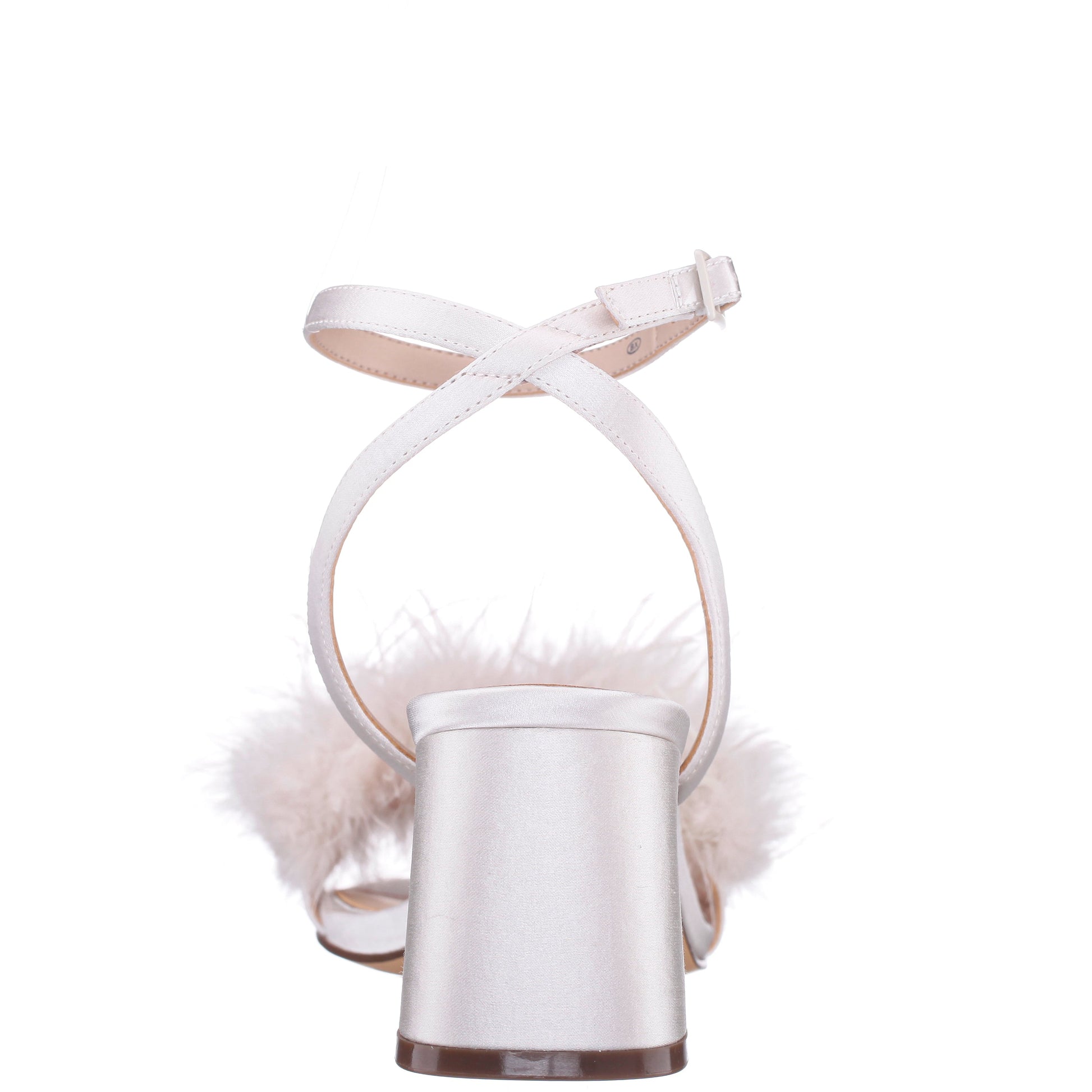 Nina Shoes Bev White Satin Block-Heel Sandals