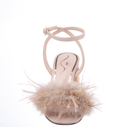 Nina Shoes Bev Beige Ankle Strap Mid-Heel Sandals