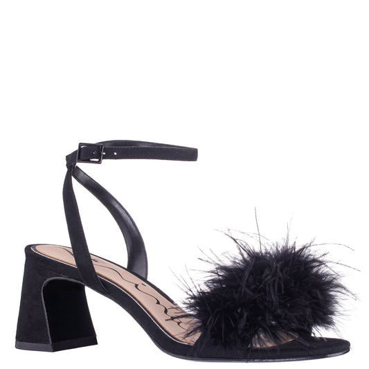 Nina Shoes Bev Black Ankle Strap Mid-Heel Sandals