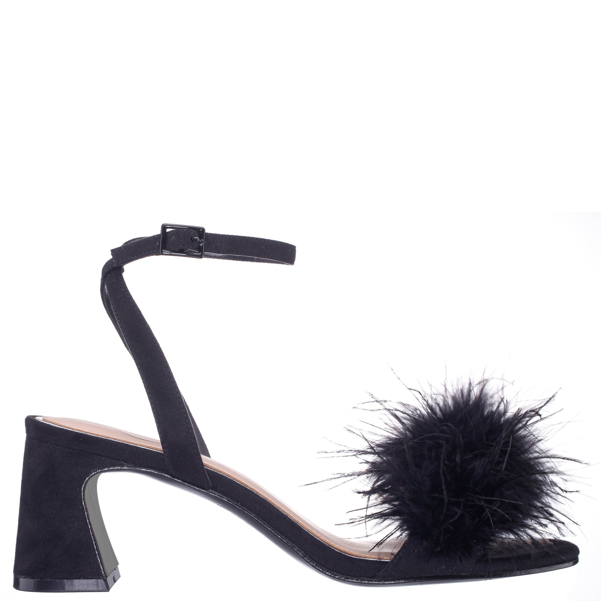 Nina Shoes Bev Black Ankle Strap Mid-Heel Sandals