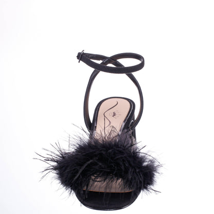 Nina Shoes Bev Black Ankle Strap Mid-Heel Sandals