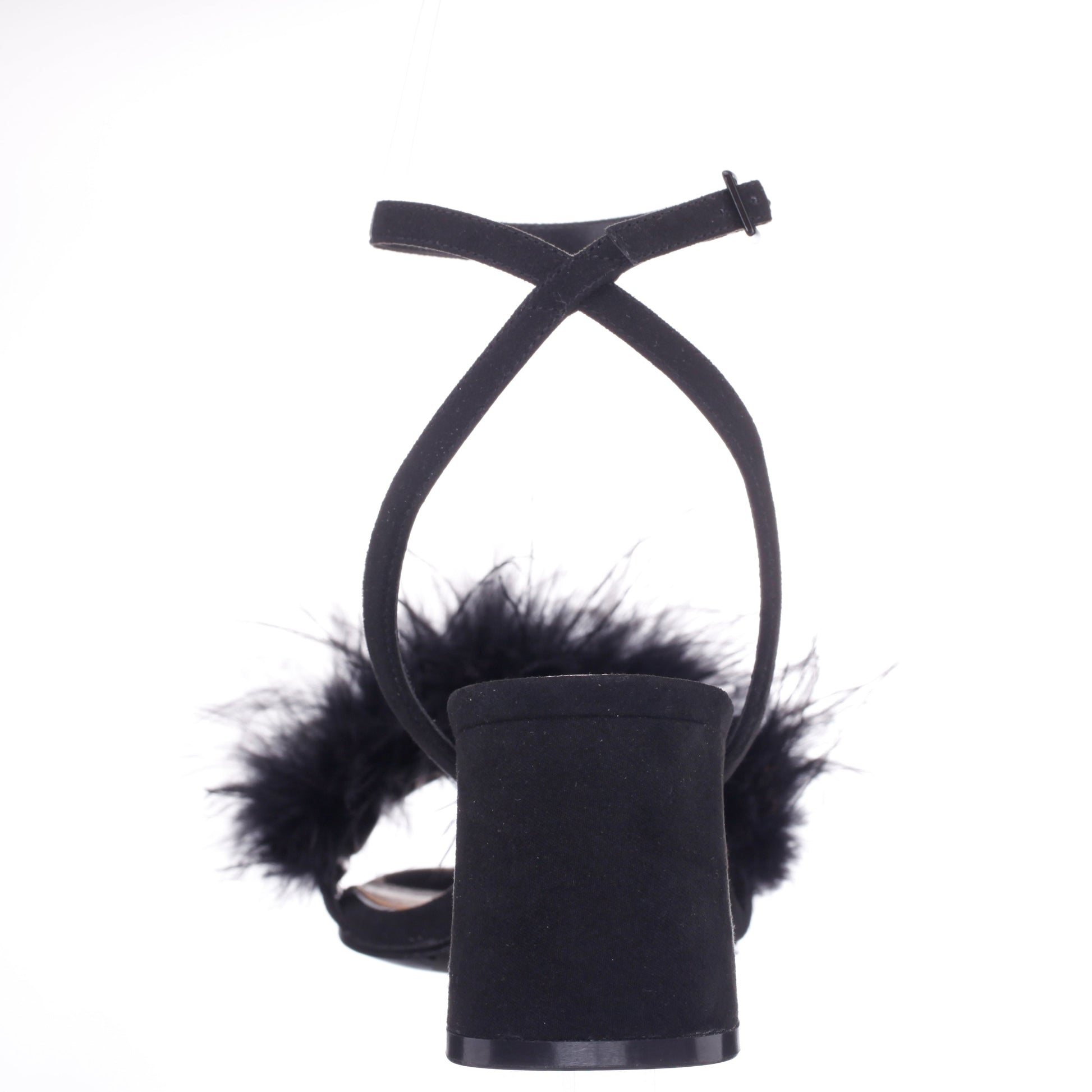 Nina Shoes Bev Black Ankle Strap Mid-Heel Sandals