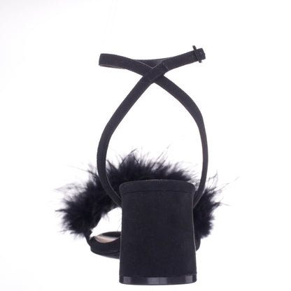 Nina Shoes Bev Black Ankle Strap Mid-Heel Sandals