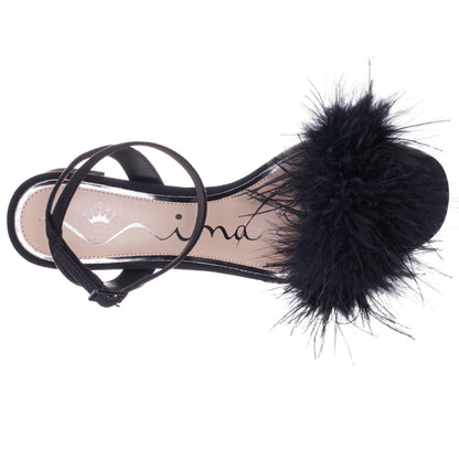 Nina Shoes Bev Black Ankle Strap Mid-Heel Sandals