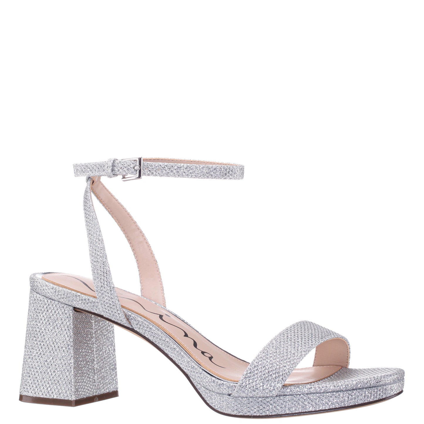Nina Shoes Bergen Silver Textured Block-Heel Platform Sandals