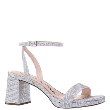 Nina Shoes Bergen Silver Textured Block-Heel Platform Sandals