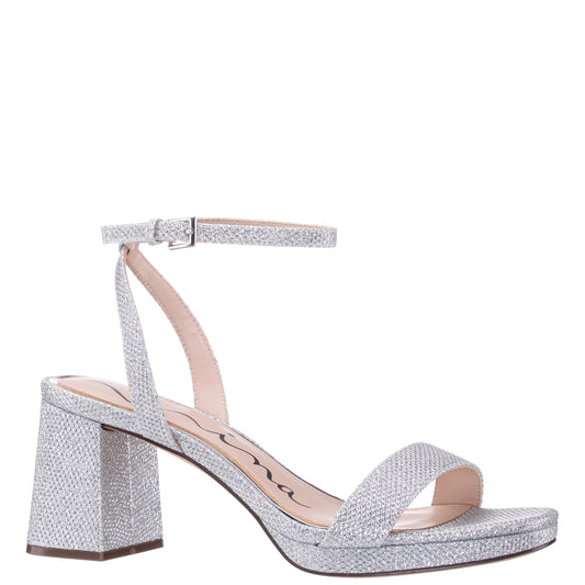 Nina Shoes Bergen Silver Textured Block-Heel Platform Sandals
