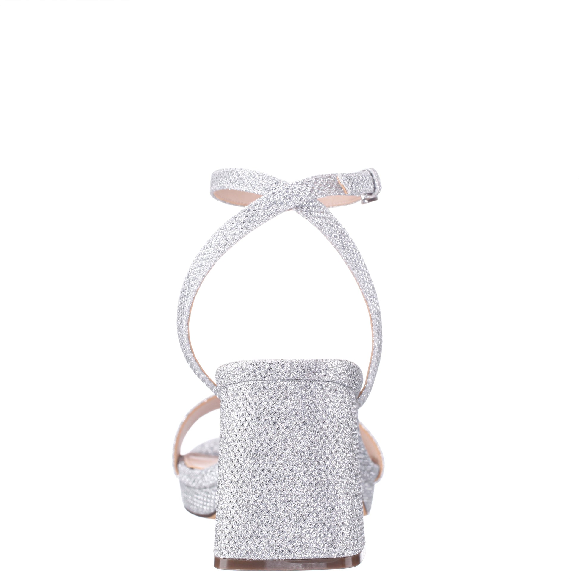 Nina Shoes Bergen Silver Textured Block-Heel Platform Sandals