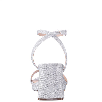 Nina Shoes Bergen Silver Textured Block-Heel Platform Sandals