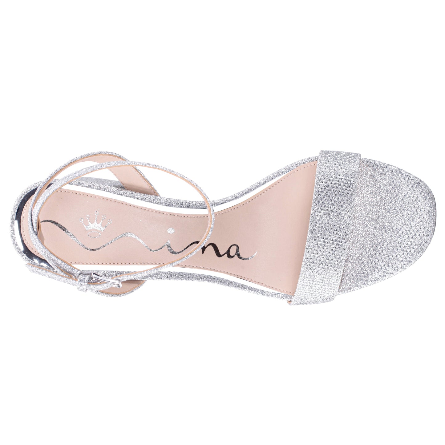Nina Shoes Bergen Silver Textured Block-Heel Platform Sandals