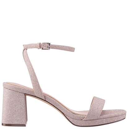 Nina Shoes Bergen Beige Textured Block-Heel Platform Sandals