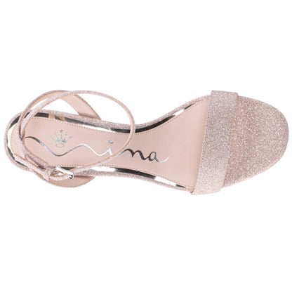Nina Shoes Bergen Beige Textured Block-Heel Platform Sandals