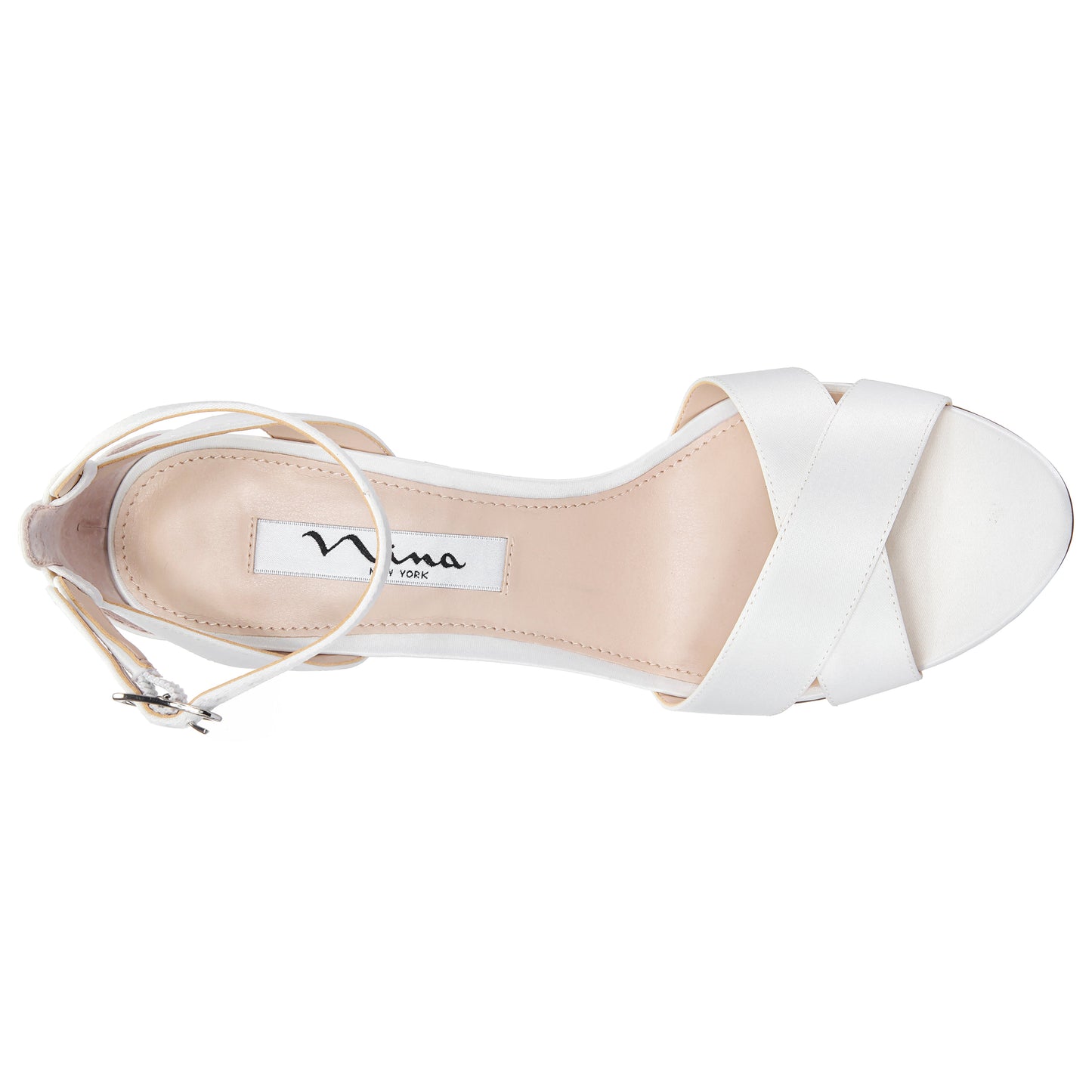 Nina Shoes Venus Ivory Satin High-Heel Sandals. with Ankle-Strap