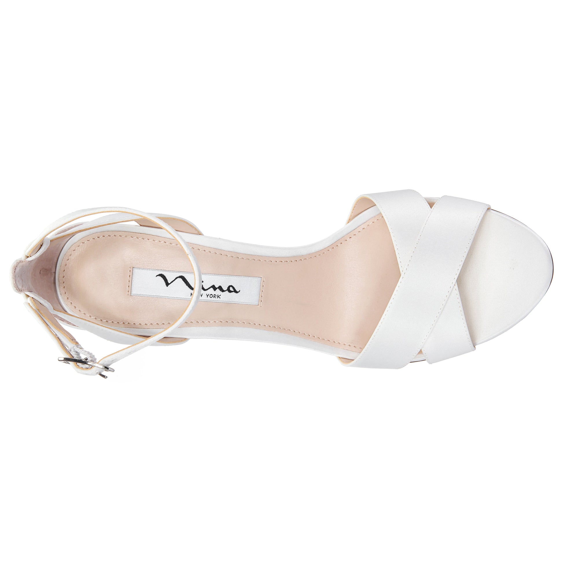 Nina Shoes Venus Ivory Satin High-Heel Sandals. with Ankle-Strap