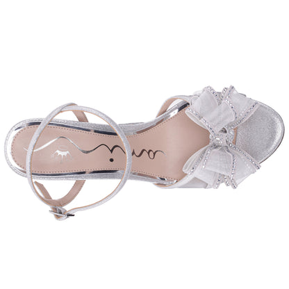 Nina Shoes Vayda Silver Ankle Strap High-Heel Sandals
